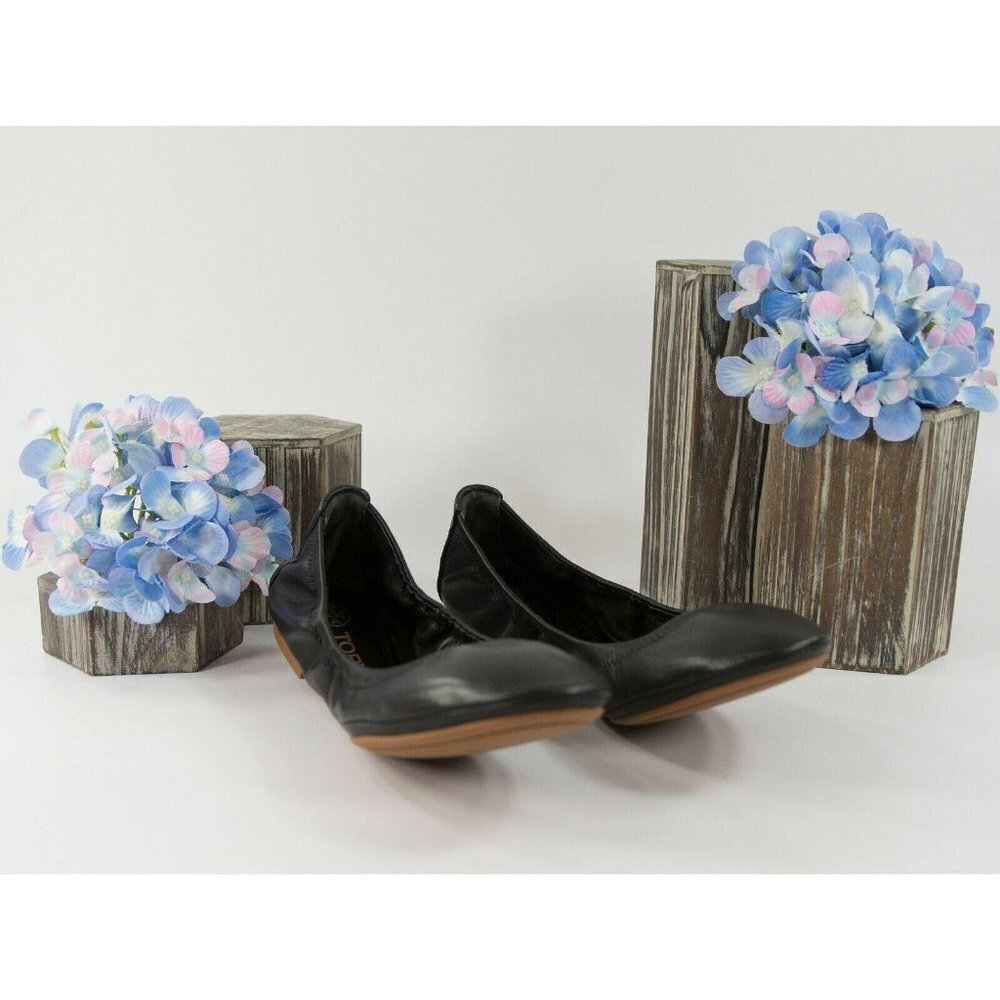 Tory Burch Eddie Black Nappa Leather Ballet Flats